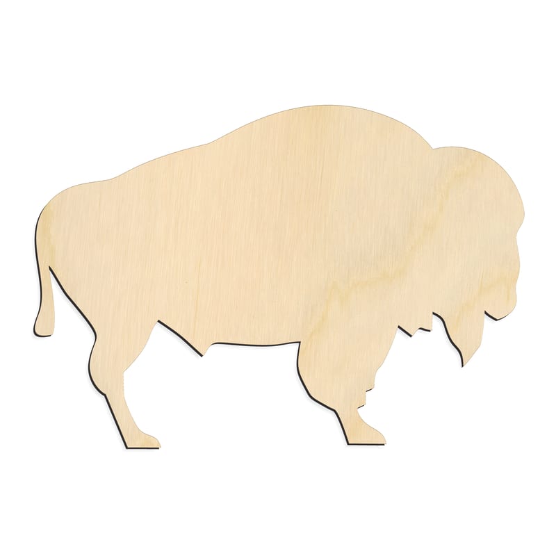 Laser-cut baltic birch silhouette of NATURAL BUFFALO BISON