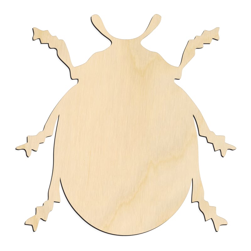 Laser-cut baltic birch silhouette of NATURAL LADY BUG