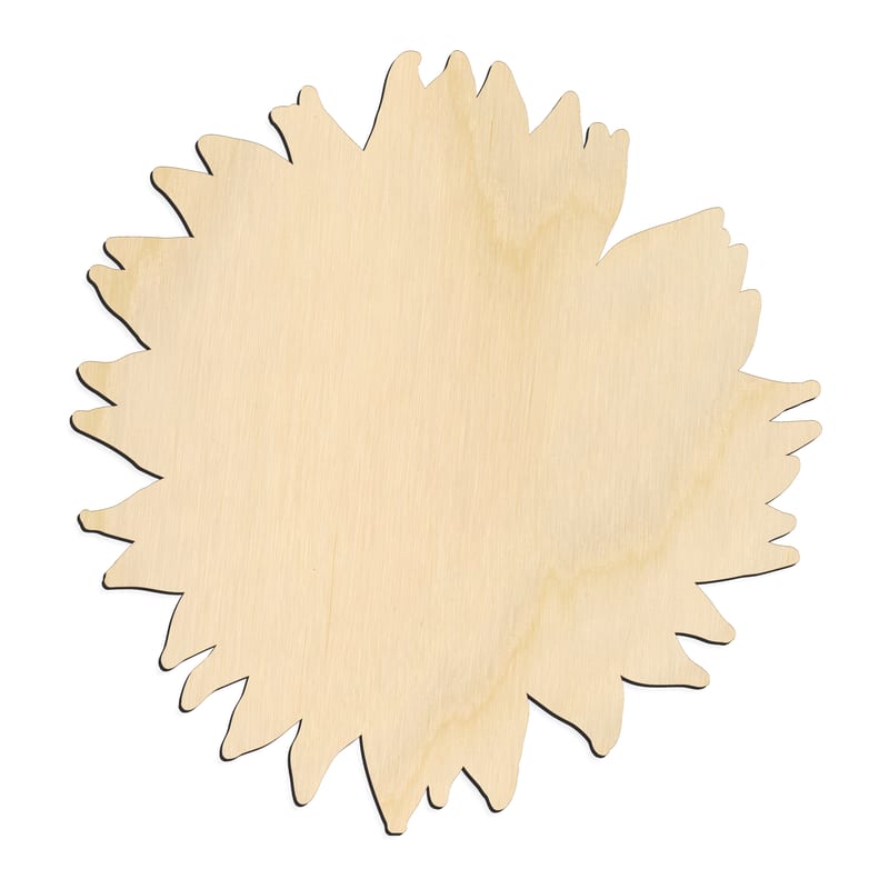 Laser-cut baltic birch silhouette of NATURAL SUN FLOWER