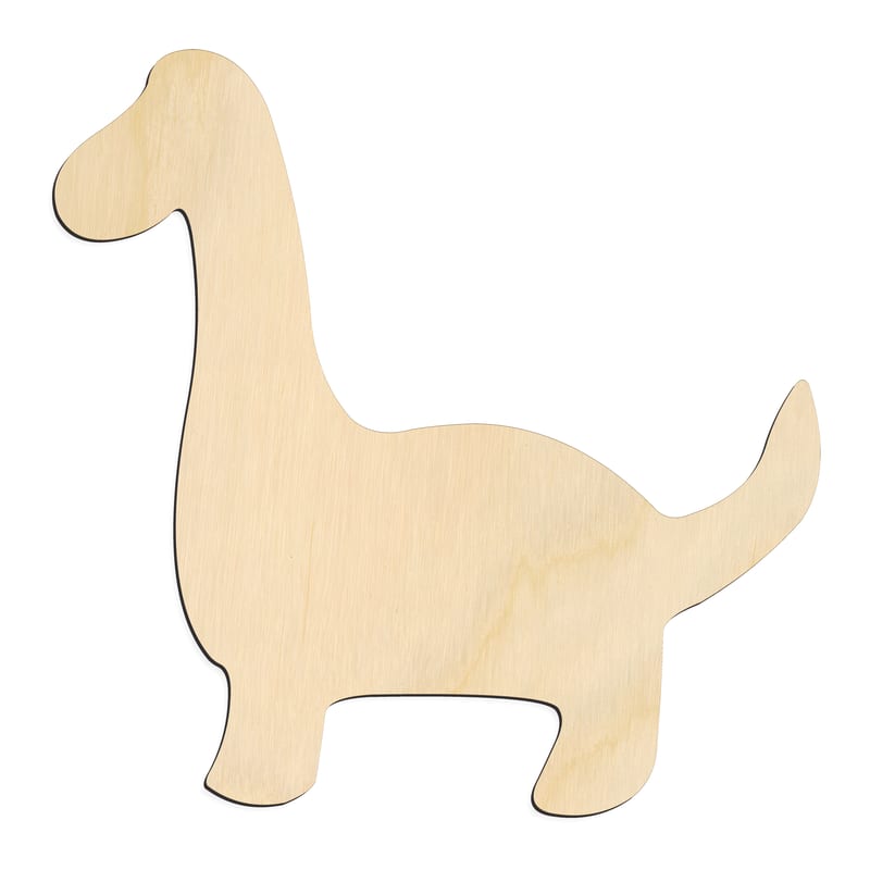 Laser-cut baltic birch silhouette of CUTE LONG NECK DINOSAUR