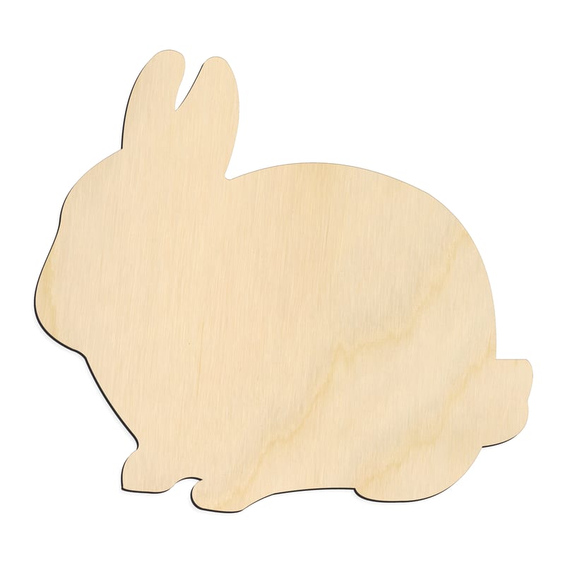 Laser-cut baltic birch silhouette of NETHERLAND DWARF BUNNY