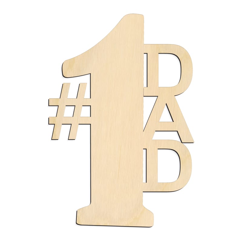 Laser-cut baltic birch silhouette of NUMBER 1 DAD SIGN