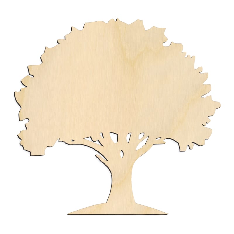 Laser-cut baltic birch silhouette of OAK TREE