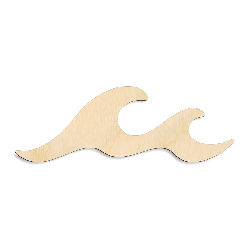 Laser-cut baltic birch silhouette of Ocean Wave Crest