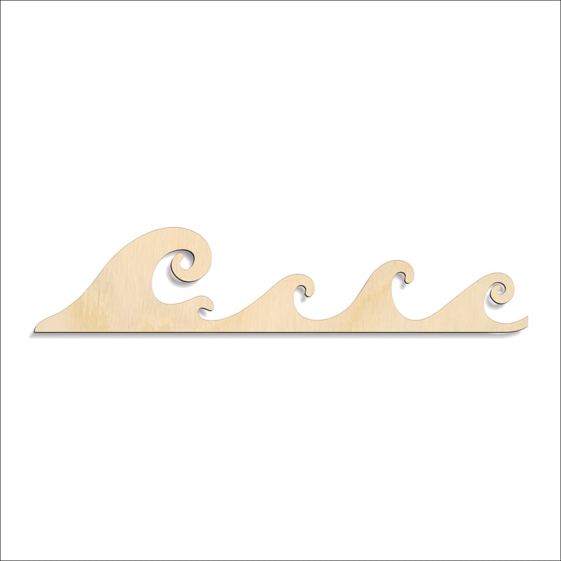 Laser-cut baltic birch silhouette of OCEAN WAVE MULTI CREST