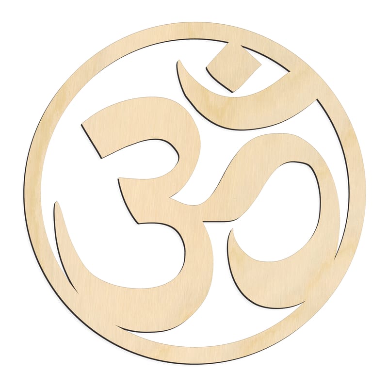 Laser-cut baltic birch silhouette of OM SYMBOL