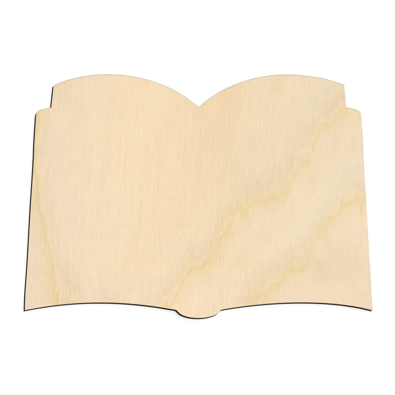 Laser-cut baltic birch silhouette of OPEN BOOK