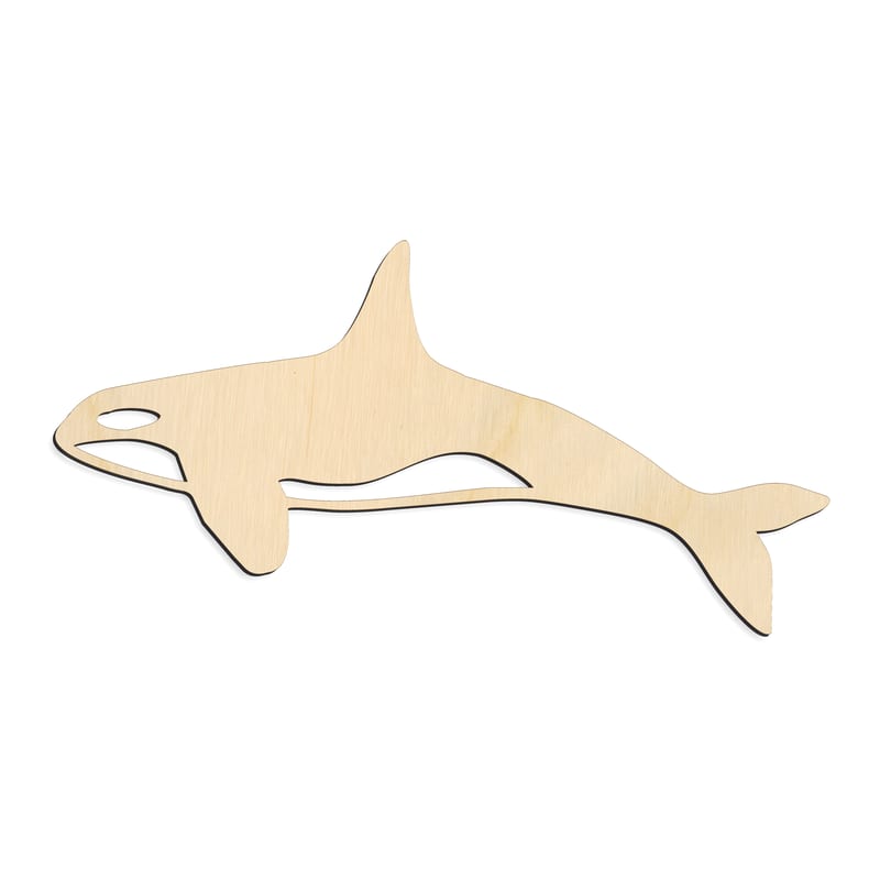 Laser-cut baltic birch silhouette of ORCA WHALE