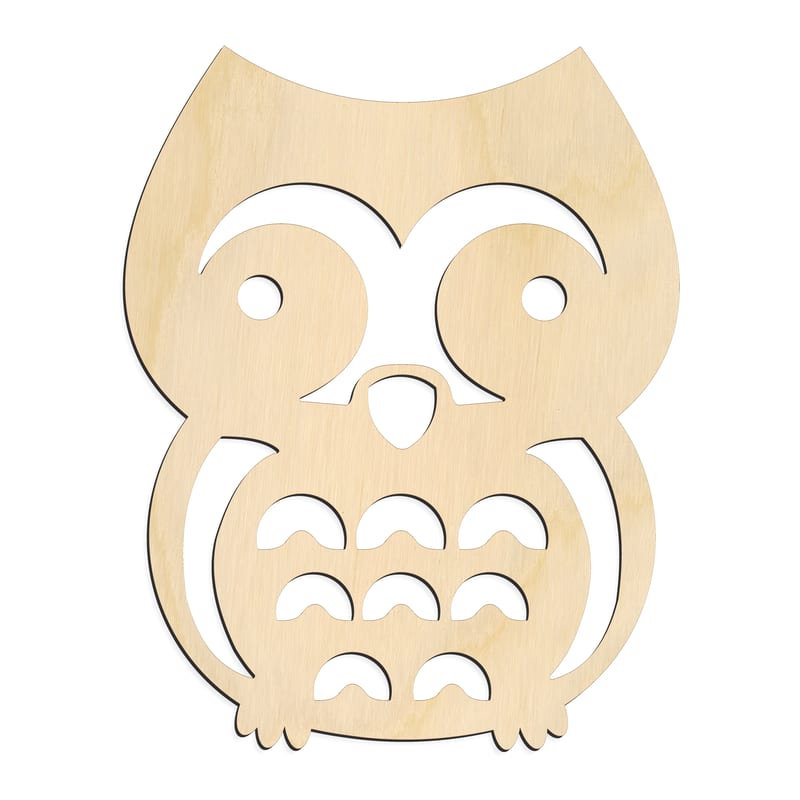 Laser-cut baltic birch silhouette of CUTE OWL