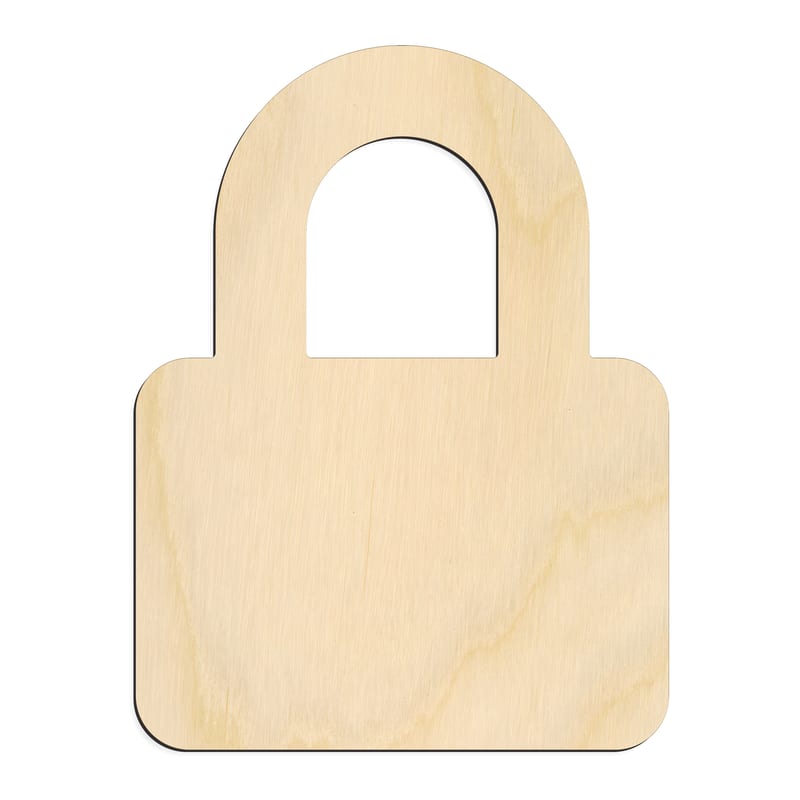 Laser-cut baltic birch silhouette of Padlock