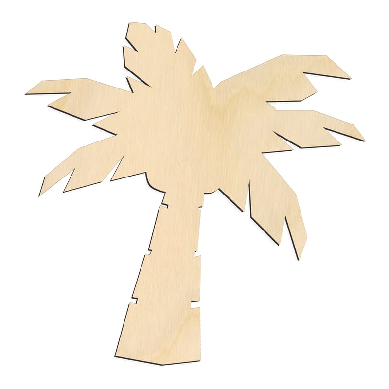 Laser-cut baltic birch silhouette of PALM TREE BROAD CROWN