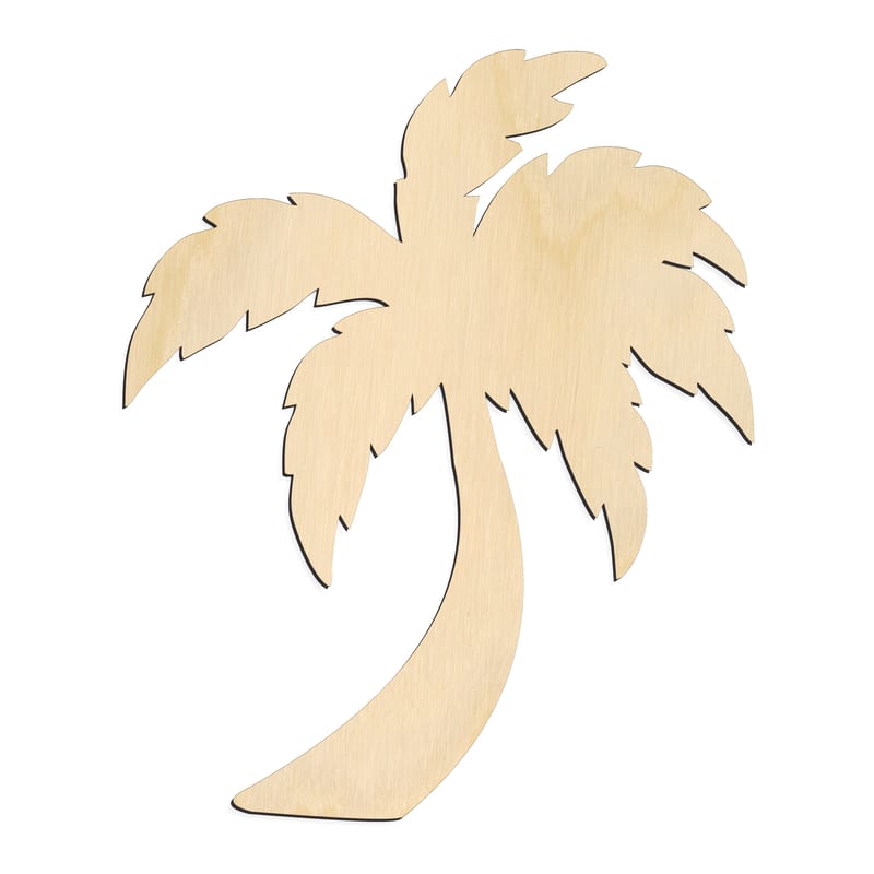 Laser-cut baltic birch silhouette of PALM TREE COMPACT