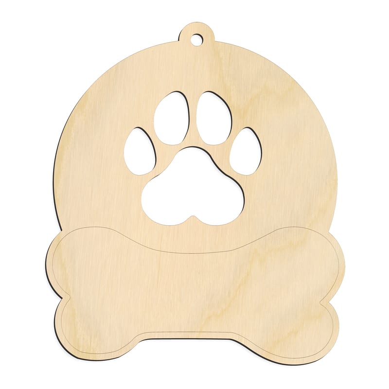 Laser-cut baltic birch silhouette of Paw Print Hanging Sign