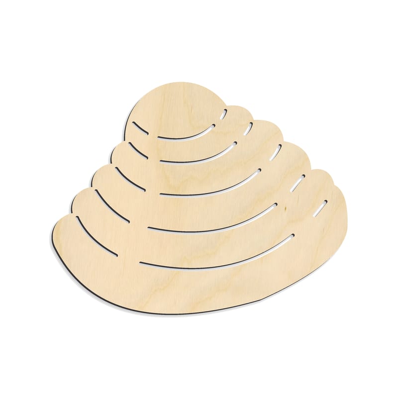 Laser-cut baltic birch silhouette of Pawleys Island Shell