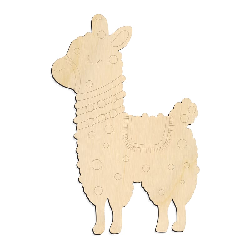 Laser-cut baltic birch silhouette of PBL ALPACA