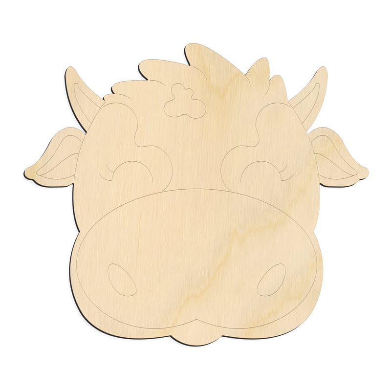 Laser-cut baltic birch silhouette of PBL COW