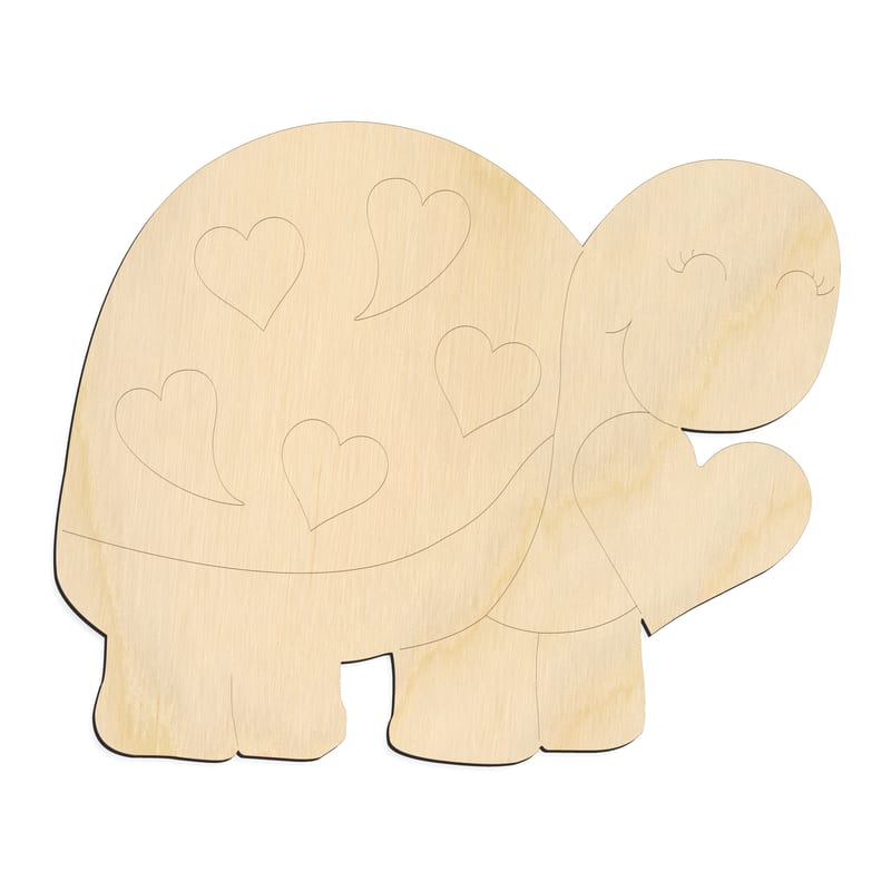 Laser-cut baltic birch silhouette of PBL TURTLE