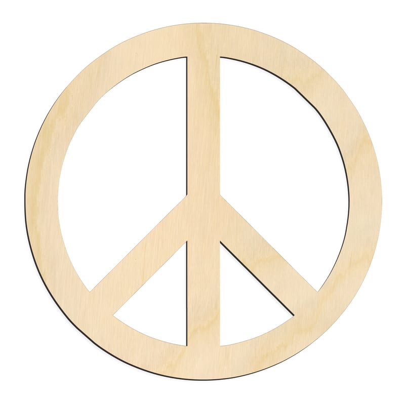 Laser-cut baltic birch silhouette of PEACE SYMBOL