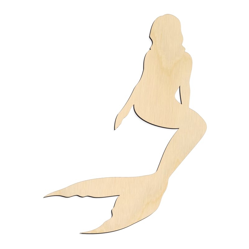 Laser-cut baltic birch silhouette of PERCHED MERMAID