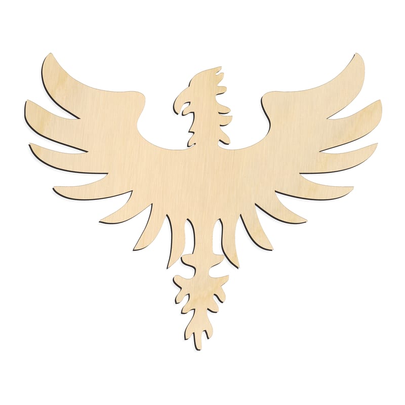 Laser-cut baltic birch silhouette of PHOENIX