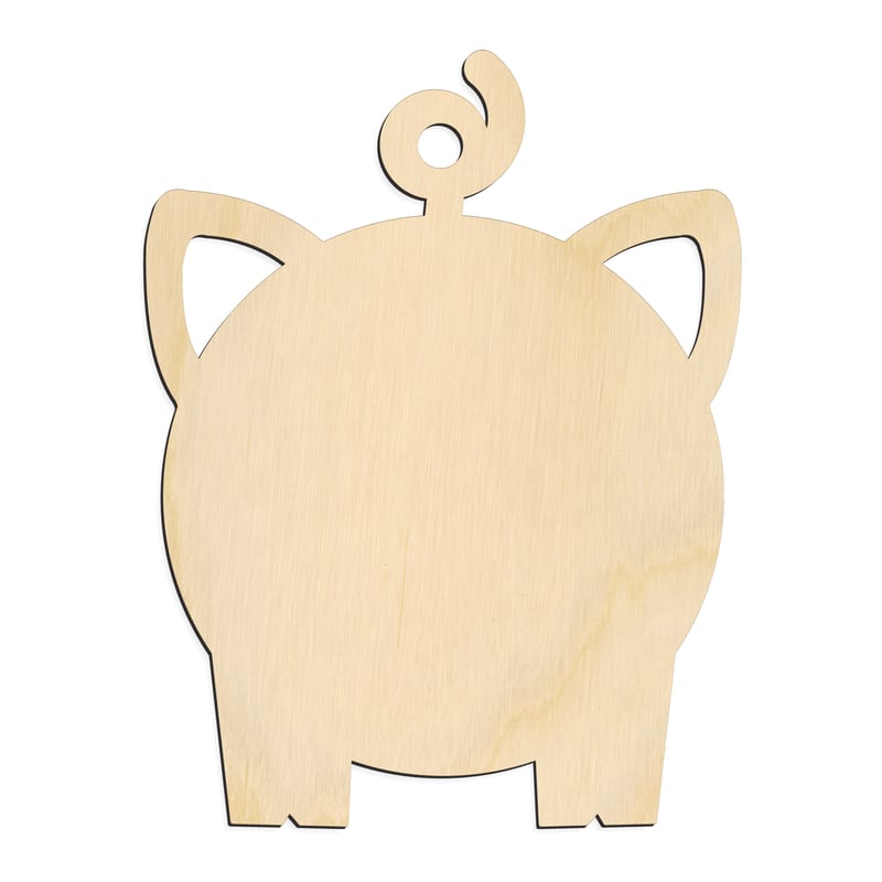Laser-cut baltic birch silhouette of PIG FACE ORNAMENT