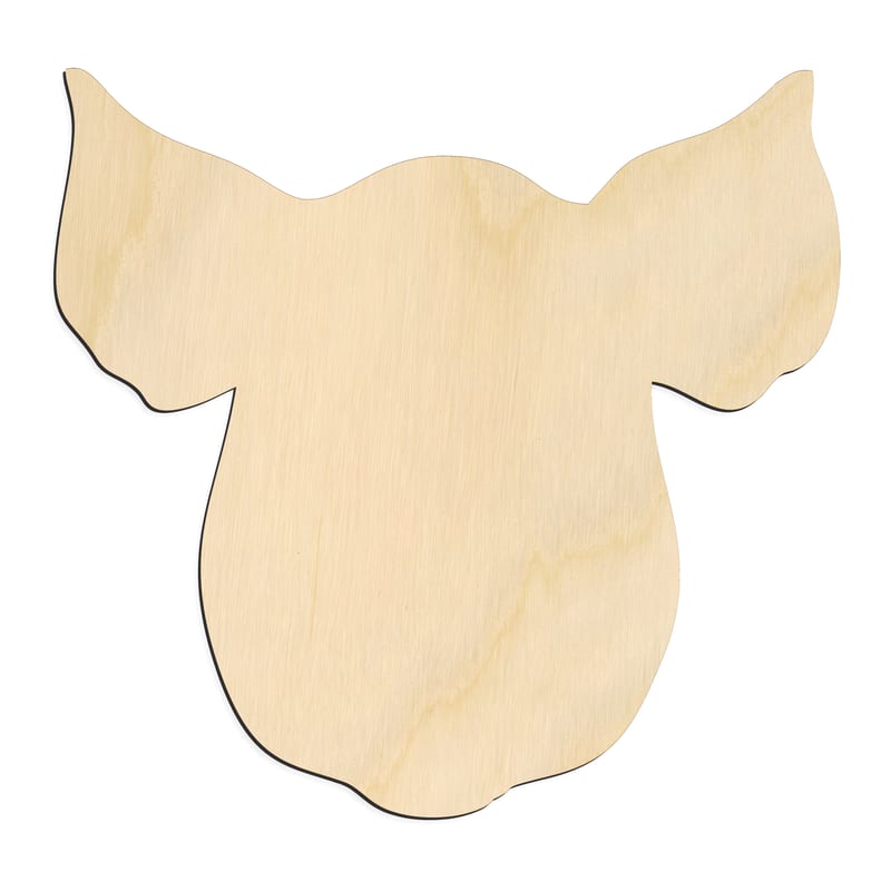 Laser-cut baltic birch silhouette of PIG HEAD