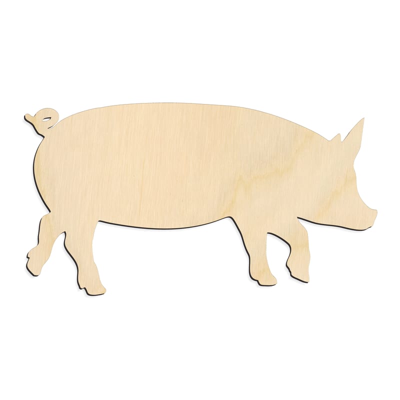 Laser-cut baltic birch silhouette of WALKING PIG