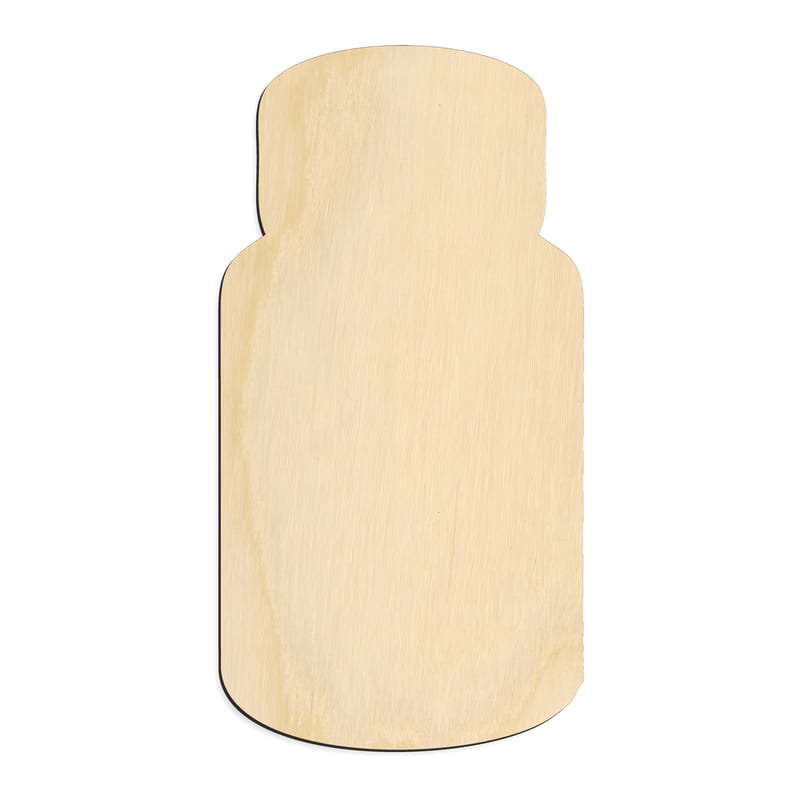 Laser-cut baltic birch silhouette of PILL BOTTLE