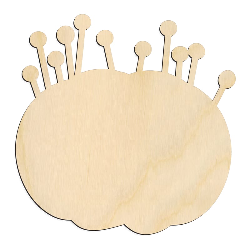 Laser-cut baltic birch silhouette of Pin Cushion