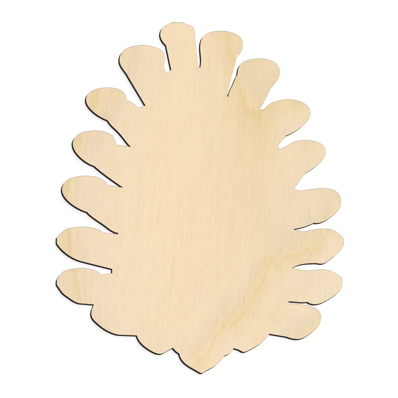Laser-cut baltic birch silhouette of PINE CONE BROAD OVAL
