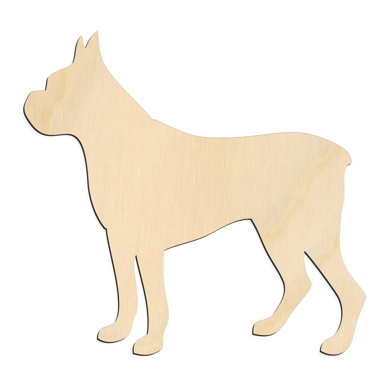 Laser-cut baltic birch silhouette of ALERT STANDING PIT BULL