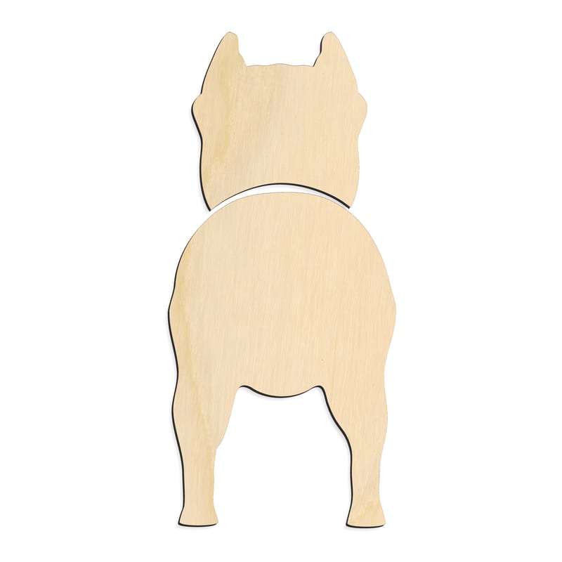 Laser-cut baltic birch silhouette of PITBULL TWO PIECE BACK VIEW
