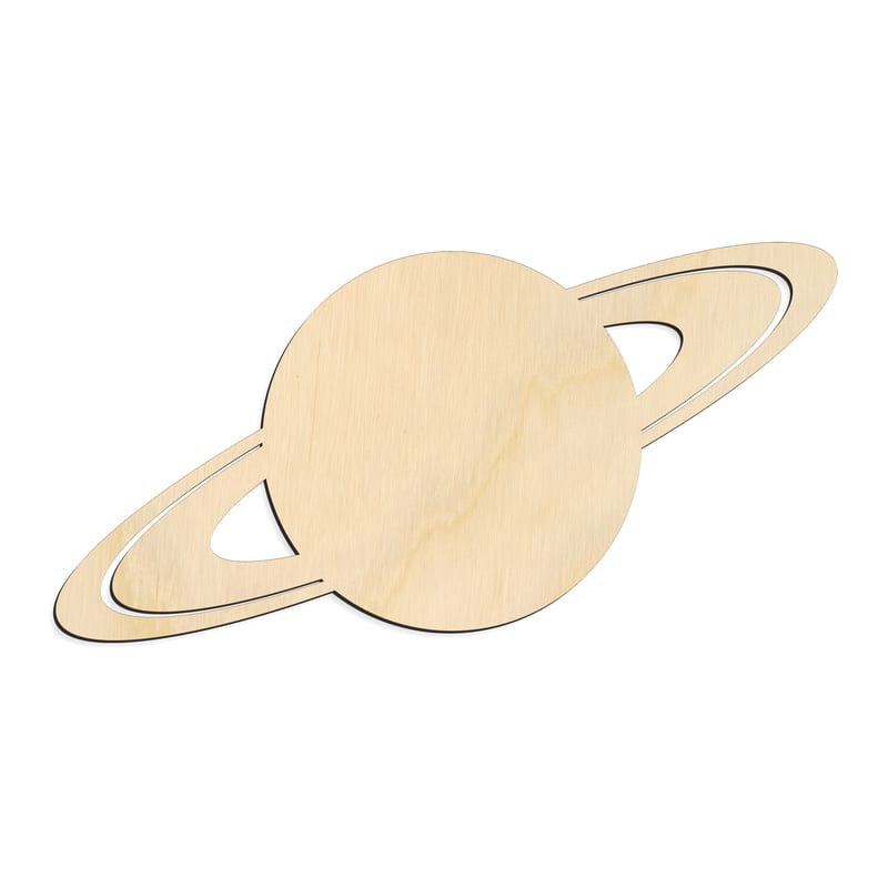 Laser-cut baltic birch silhouette of PLANET SATURN