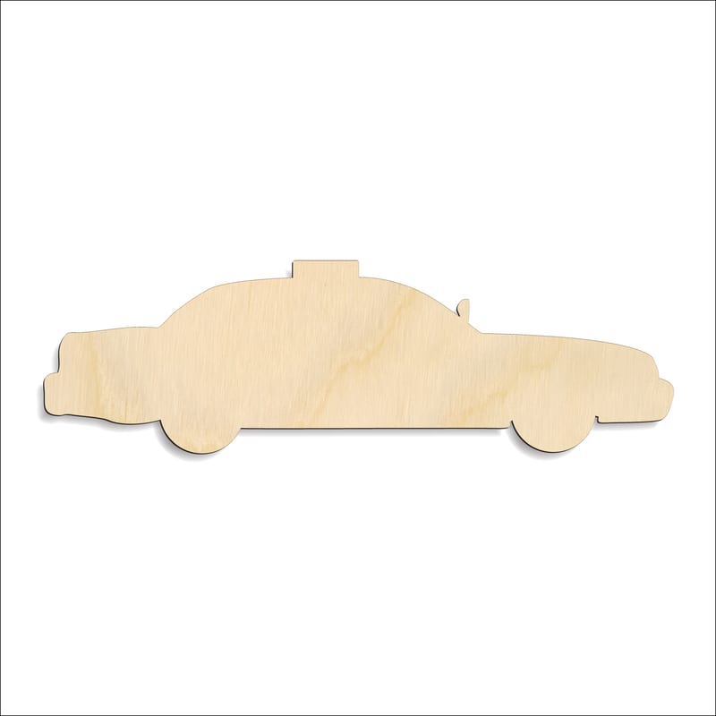 Laser-cut baltic birch silhouette of POLICE CAR