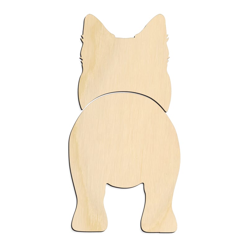 Laser-cut baltic birch silhouette of Pomsky