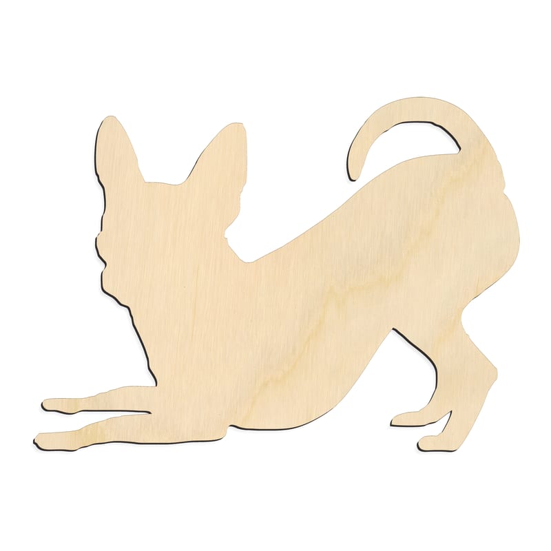 Laser-cut baltic birch silhouette of POUNCING CHIHUAHUA SILHOUETTE