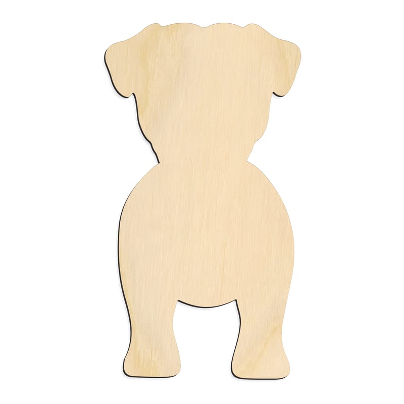 Laser-cut baltic birch silhouette of PUG BACK DOG