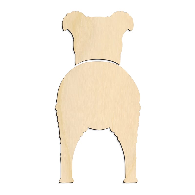 Laser-cut baltic birch silhouette of Pumik Dog Rear View
