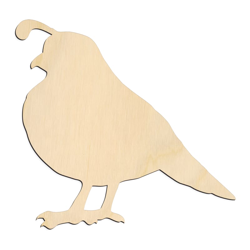Laser-cut baltic birch silhouette of QUAIL BIRD