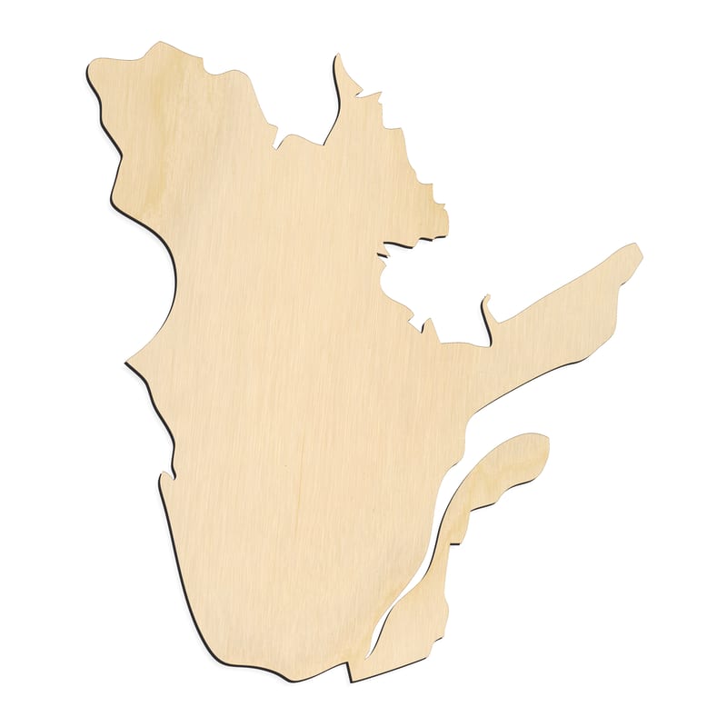Laser-cut baltic birch silhouette of QUEBEC