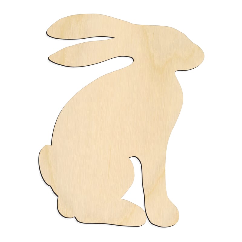 Laser-cut baltic birch silhouette of ALERT RABBIT SILHOUETTE
