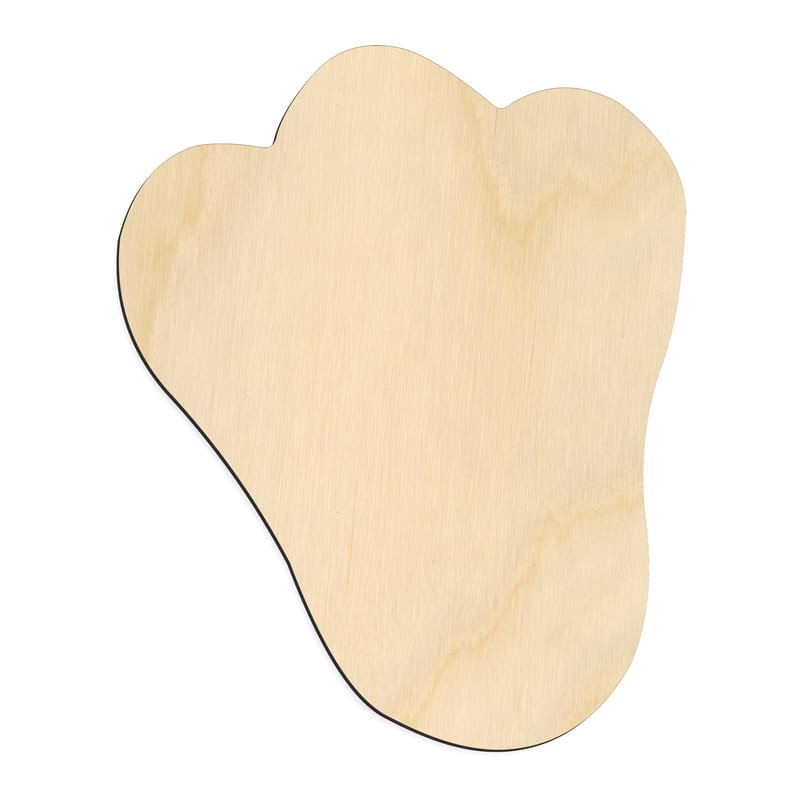 Laser-cut baltic birch silhouette of RABBIT FOOT PRINT