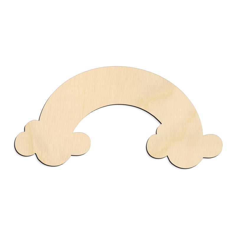 Laser-cut baltic birch silhouette of RAINBOW WITH CLOUDS