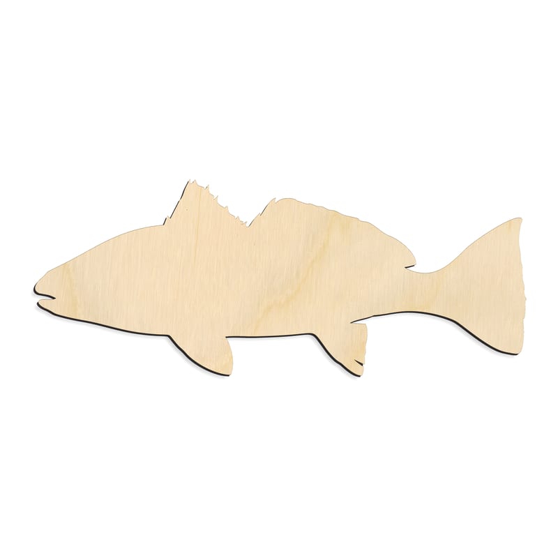 Laser-cut baltic birch silhouette of RED DRUM FISH