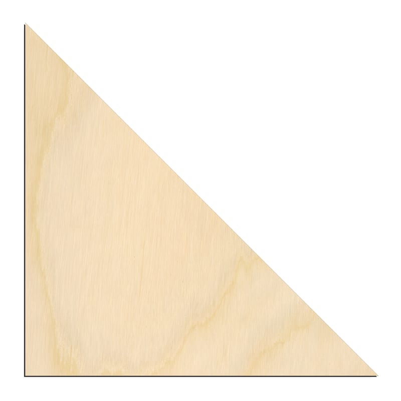 Laser-cut baltic birch silhouette of Right Triangle