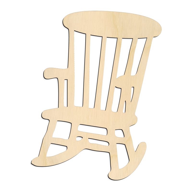 Laser-cut baltic birch silhouette of ROCKING CHAIR