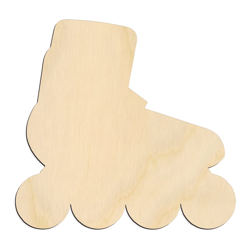 Laser-cut baltic birch silhouette of ROLLER BLADES