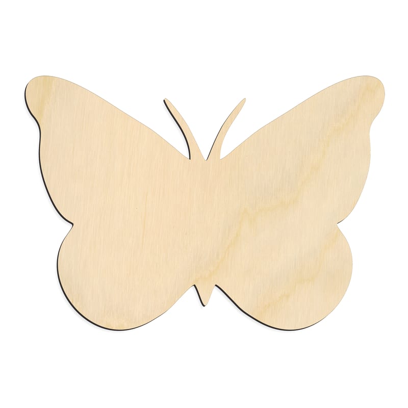 Laser-cut baltic birch silhouette of ROUNDED BUTTERFLY