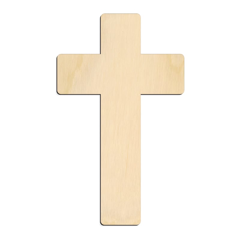 Laser-cut baltic birch silhouette of ROUNDED CROSS