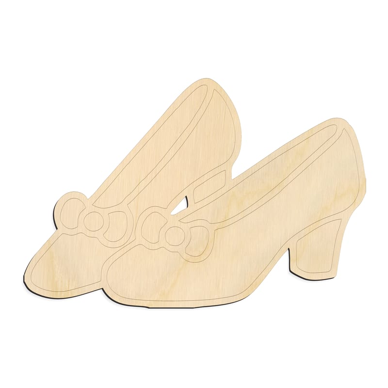 Laser-cut baltic birch silhouette of Bow Heels